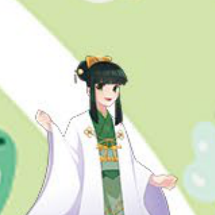 クシナダヒメのイラスト。緑の着物をまとった女神